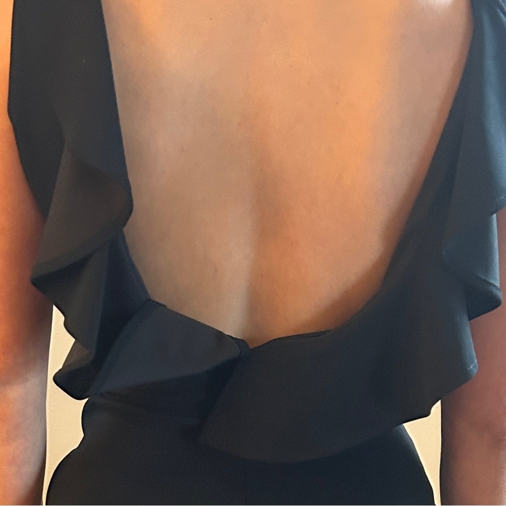 Lulu's Black Ruffle-Back Jumpsuit - Picture 4 of 5